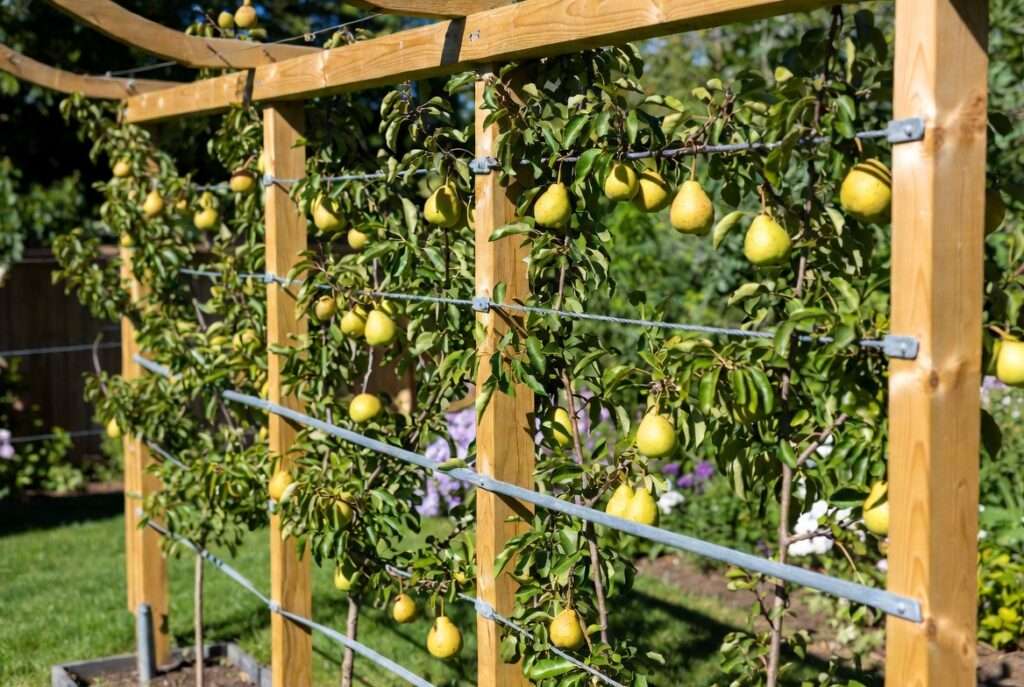 diy trellis for espaliered pears