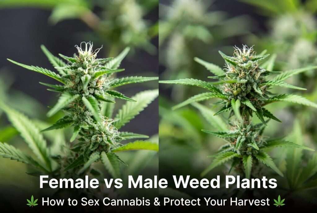 female and male weed plants