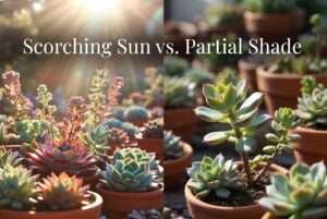 scorching sun vs. partial shade for succulents