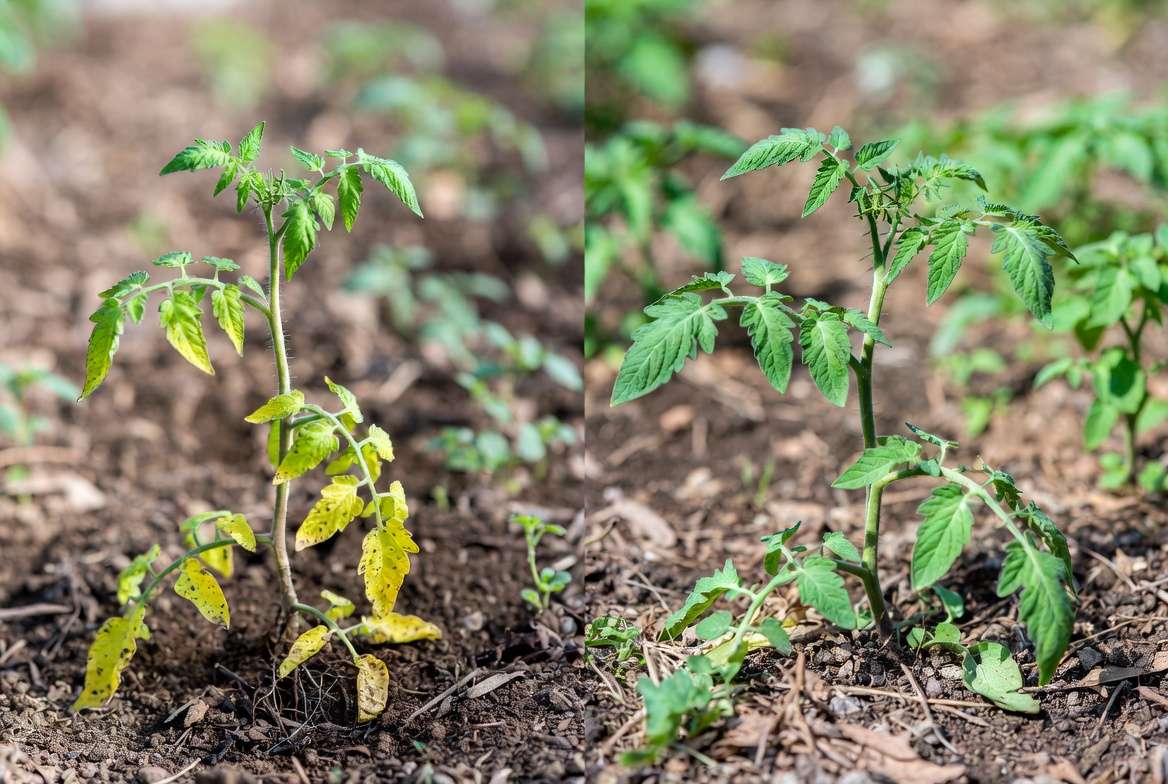 Common tomato planting mistakes - shallow planting vs correct deep planting results