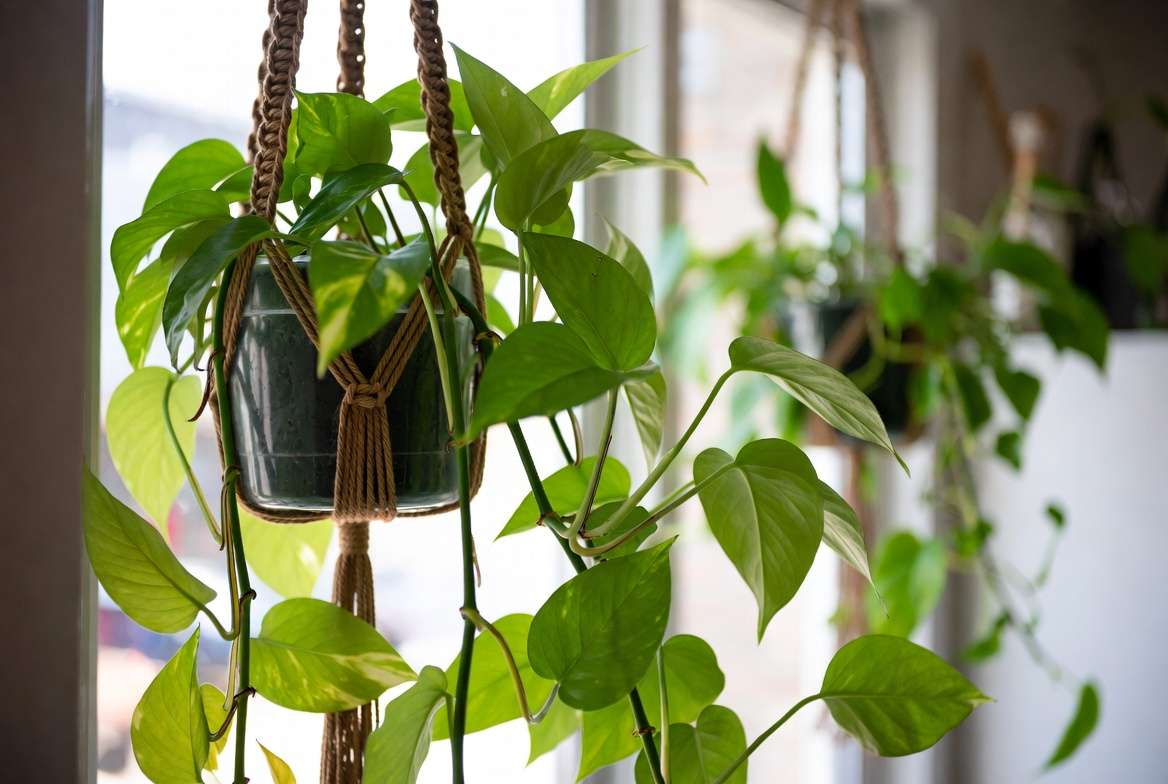 Trailing Pothos and Philodendron - easy beginner indoor plants