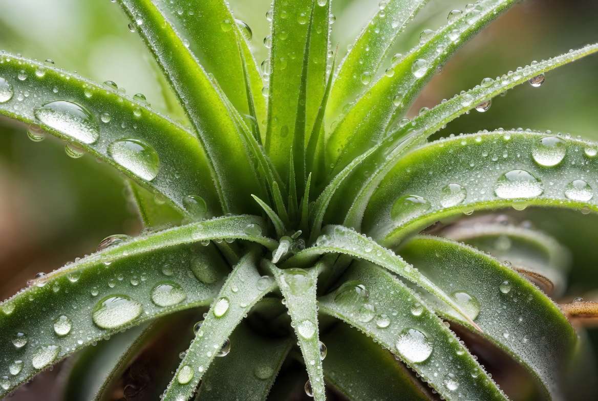 Healthy air plant showing clear signs of proper watering and care