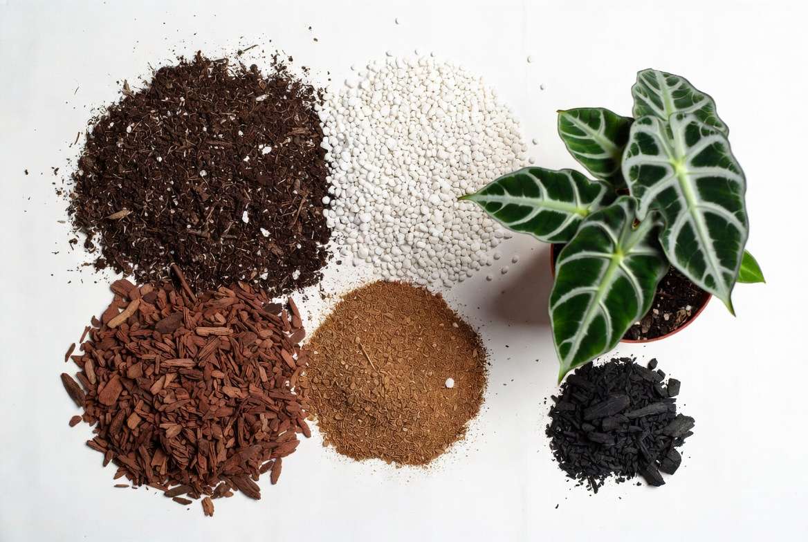 Best soil mix ingredients for Tiny Dancer Alocasia repotting and healthy roots