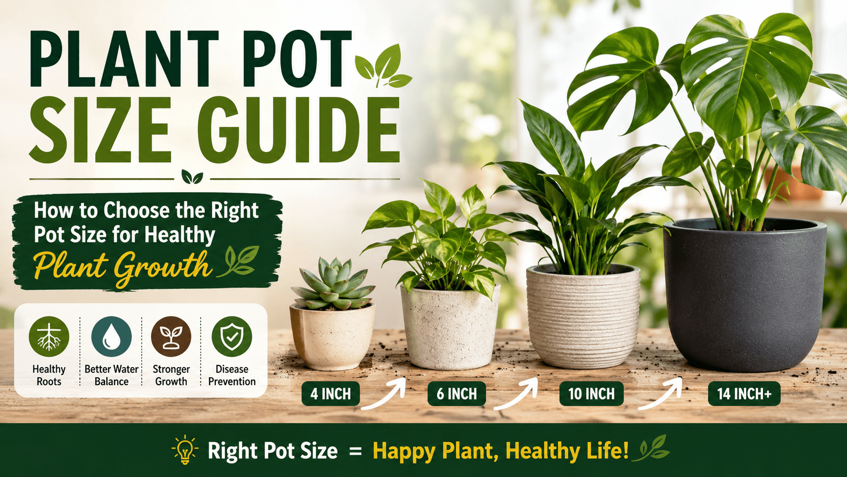 Plant Pot Size Guide for Healthy Plant Growth