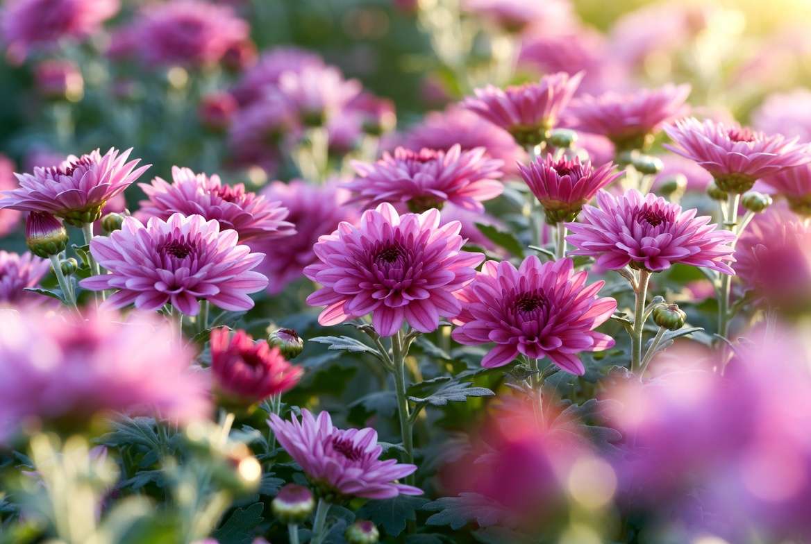 Vibrant pink chrysanthemum blooms achieved with advanced care techniques