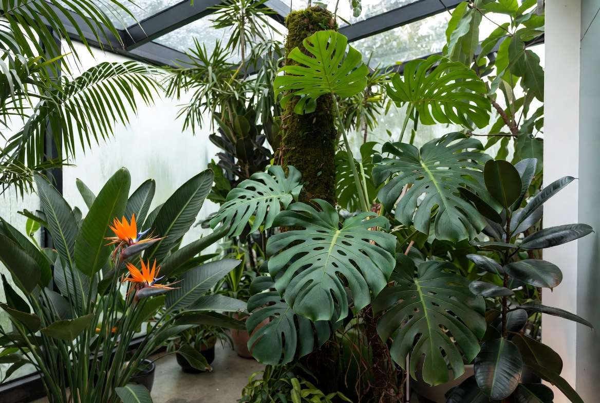 Advanced care creating a thriving indoor jungle with big leaves plants