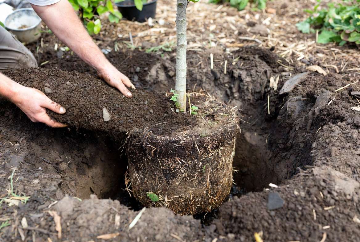 Proper technique for planting a tree using bulk planting soil