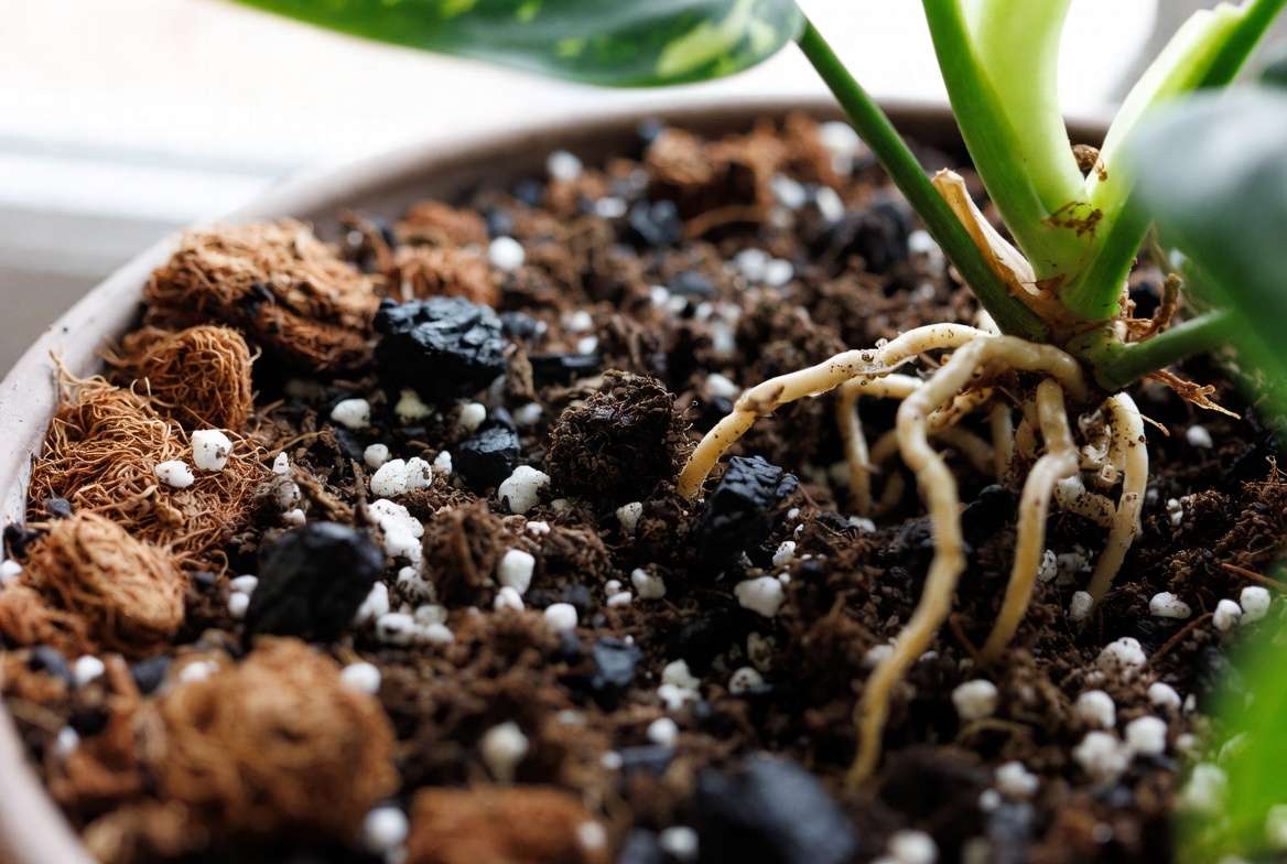DIY well-draining aroid soil mix for Philodendron Jungle Boogie plant