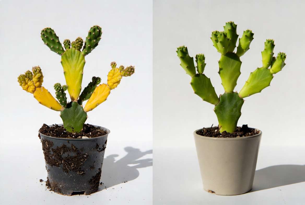 Healthy vs unhealthy Cowboy Cactus Plant – identifying common care issues