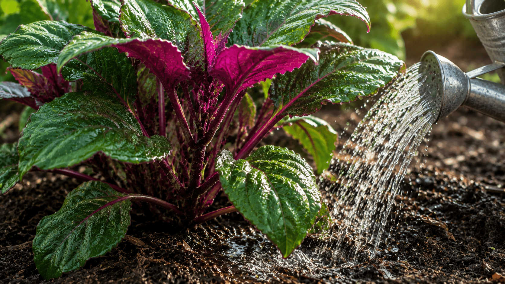 Watering Okinawa spinach plant properly