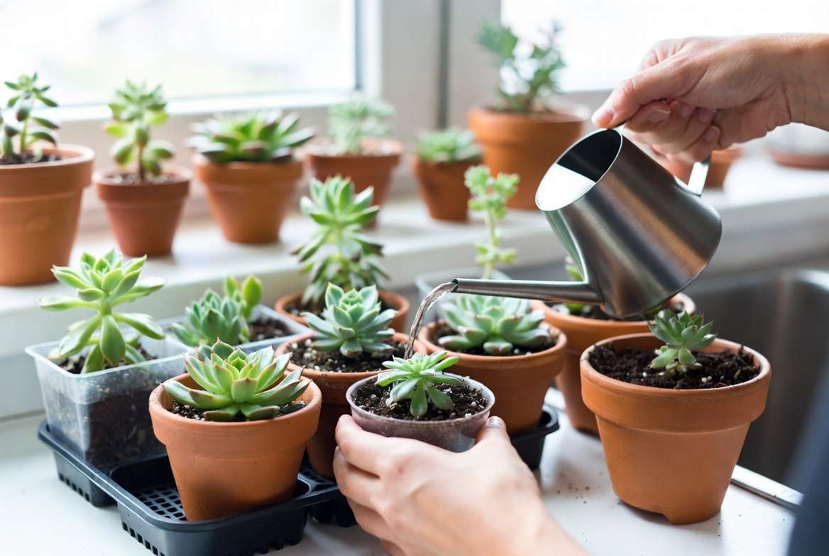 Proper watering and care techniques for plants in small pots