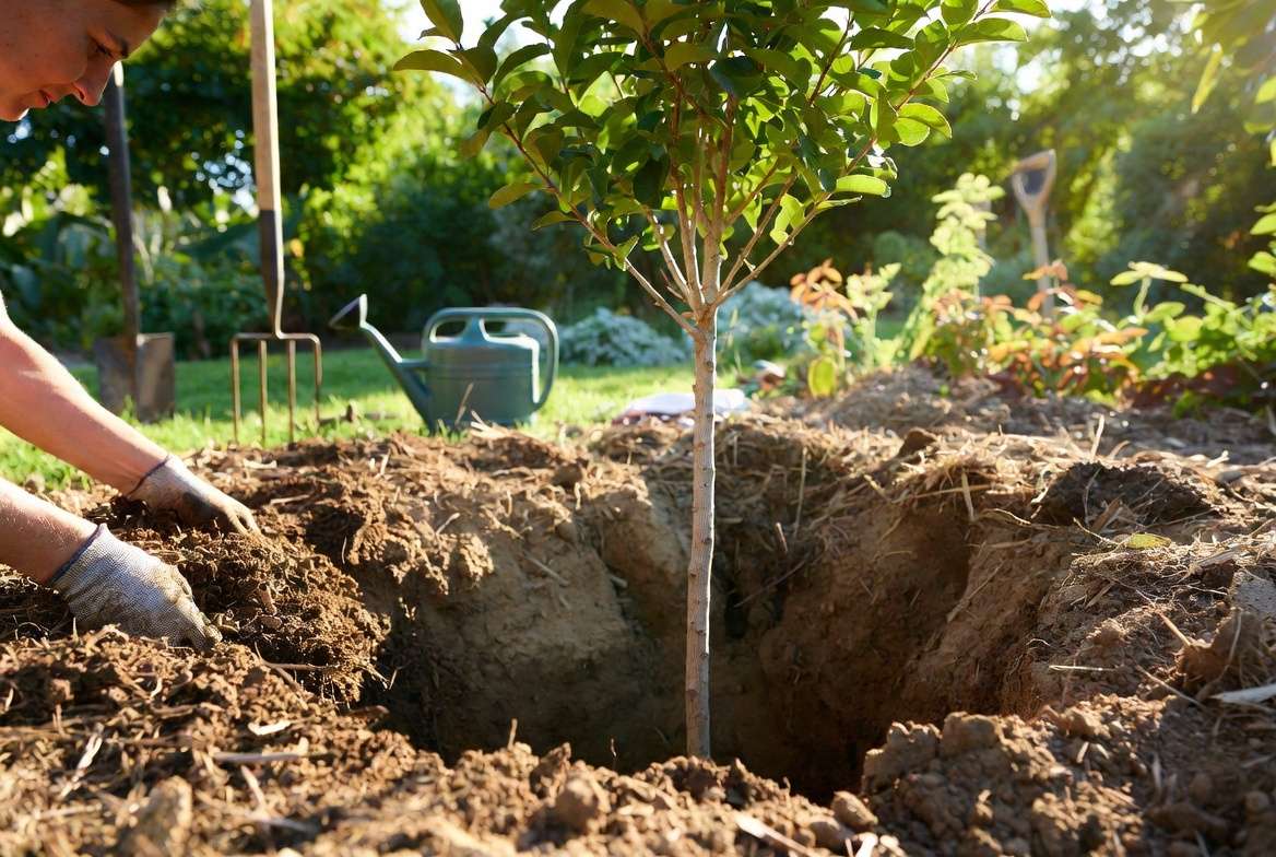 Proper planting technique for Zone 8 trees and shrubs in garden soil