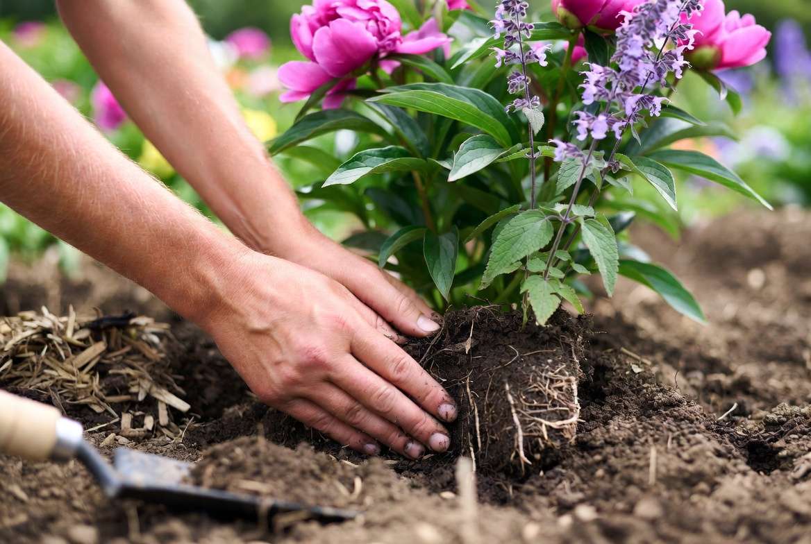 How to plant peony companion plants without disturbing roots