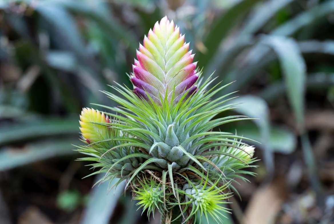 Large Tillandsia air plant producing pups for propagatio