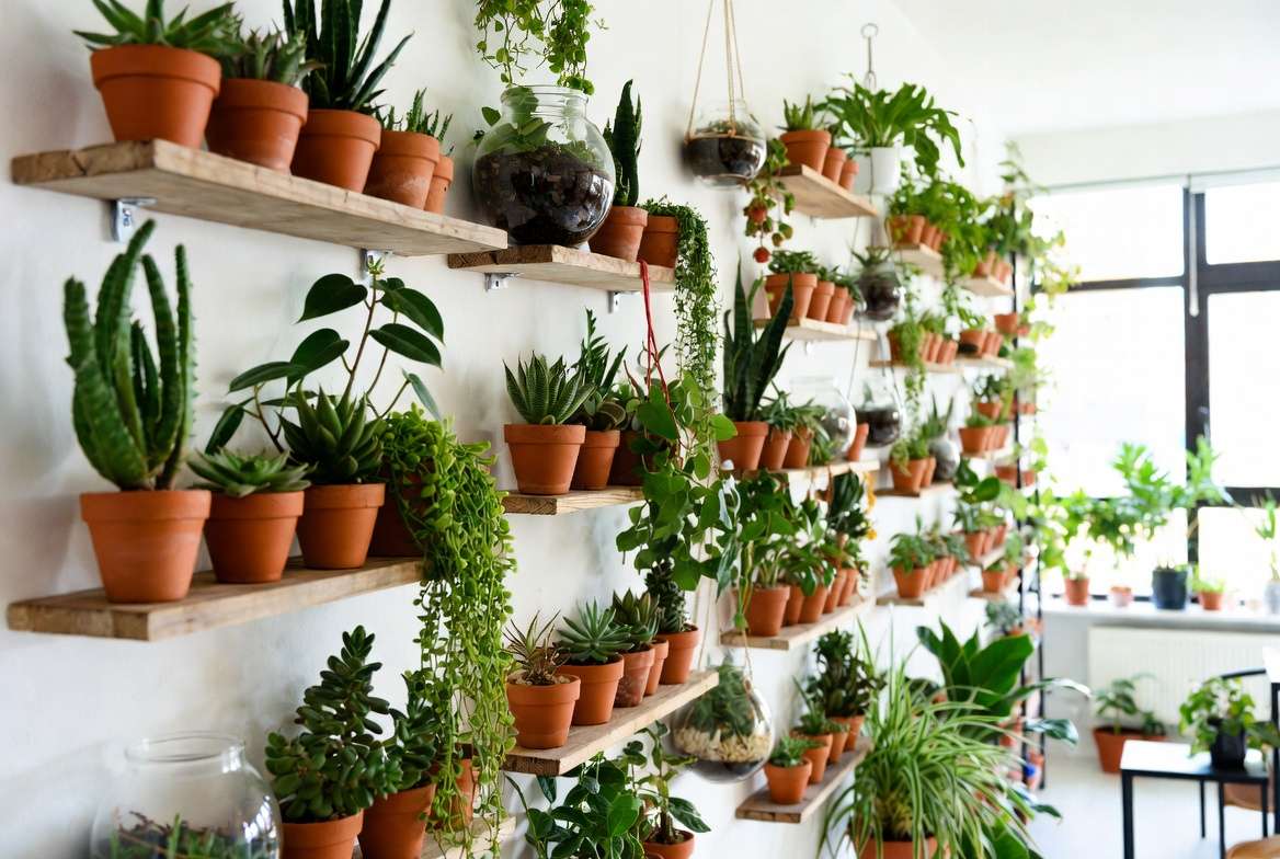 Creative styling ideas for small potted plants in vertical gardens and terrariums