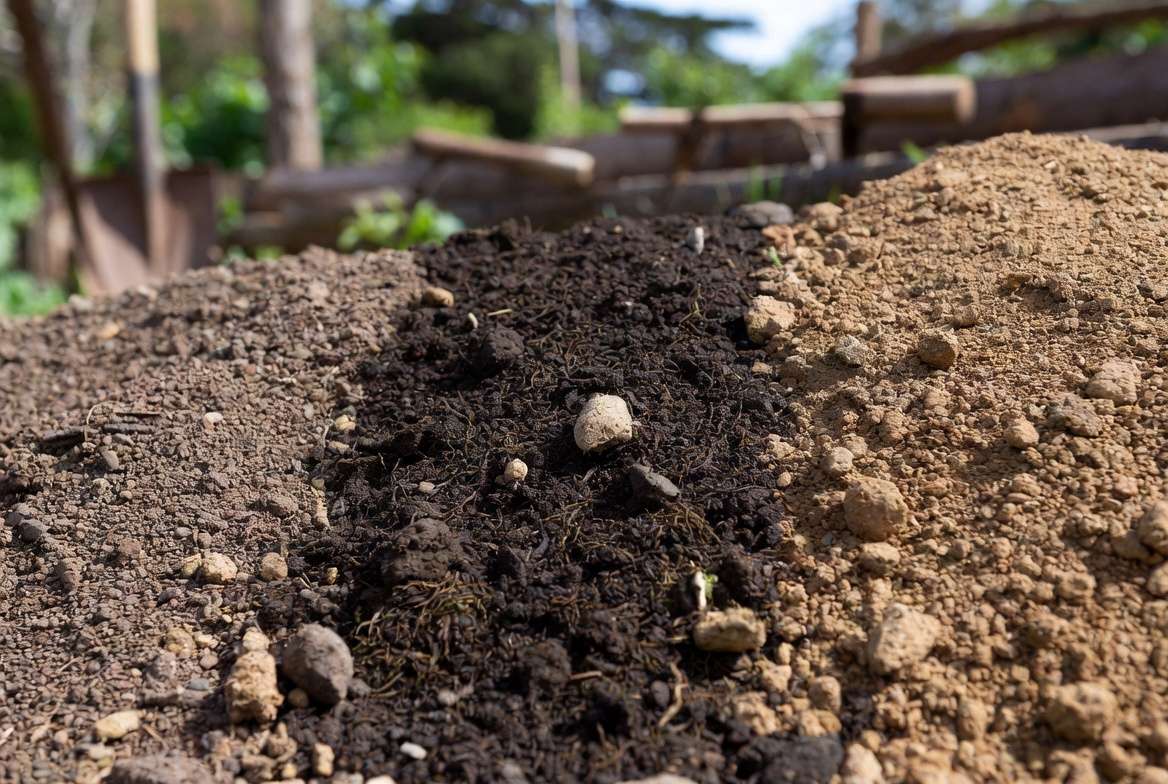Different types of bulk planting soil for gardens and trees