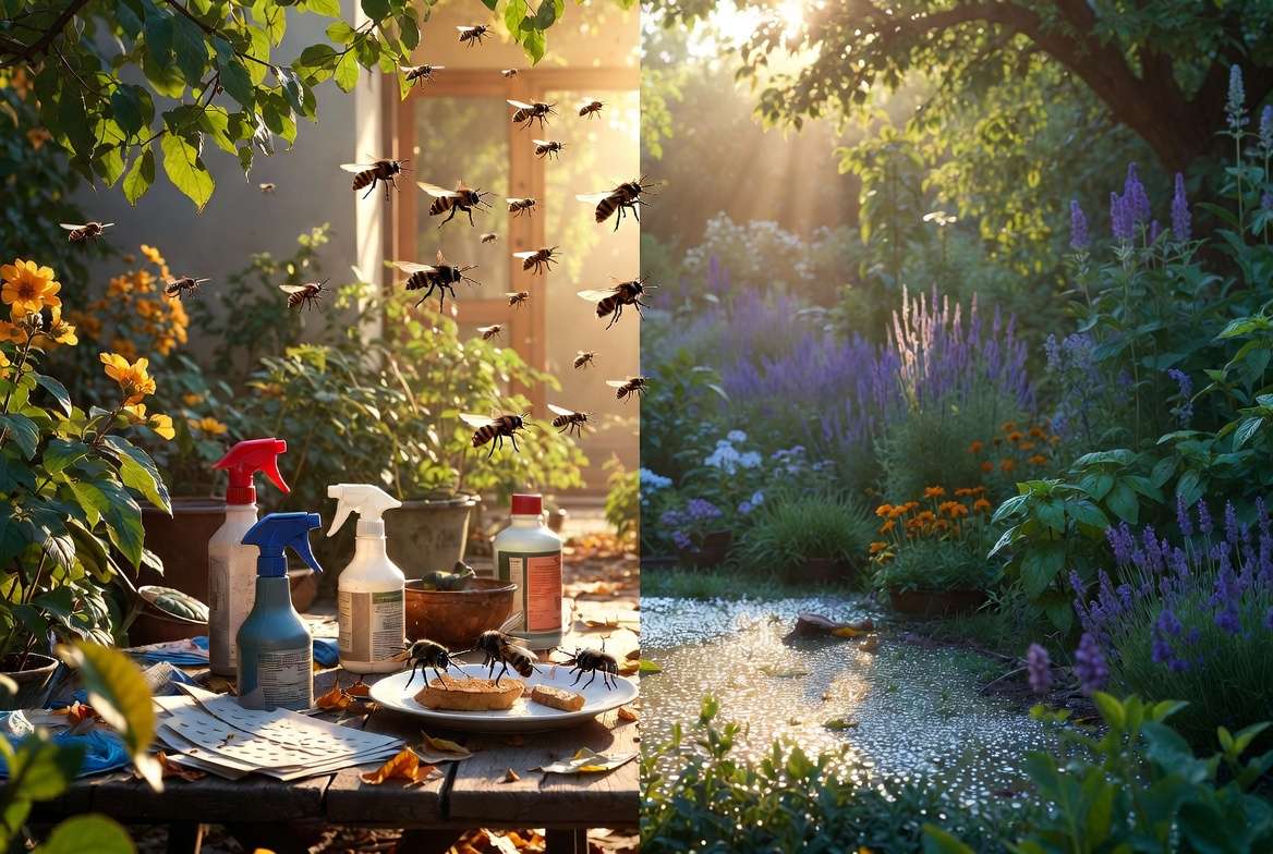 Fly repellent plants versus chemical fly control methods in home garden setting