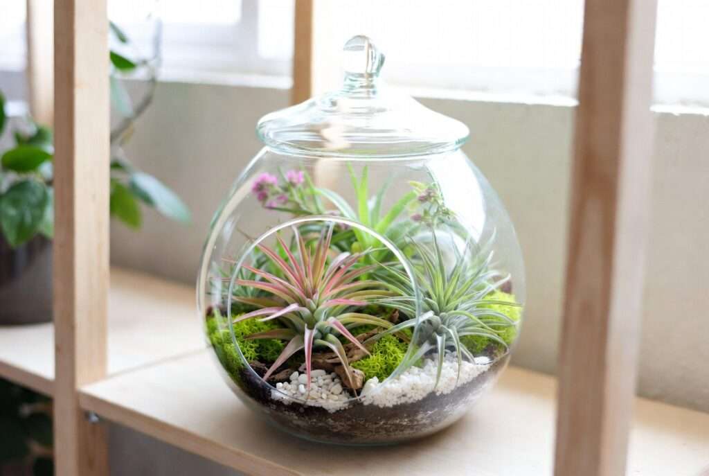 air plant terrarium with plants