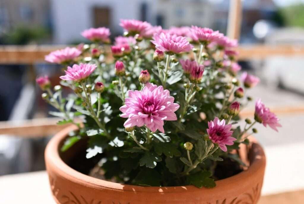 pink chrysanthemum plant