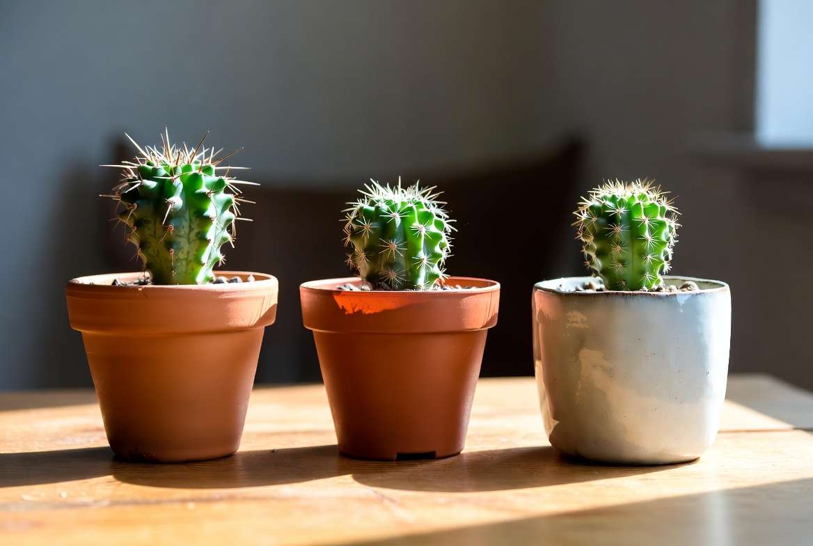 Different pot materials for cactus plants - terracotta vs plastic vs ceramic