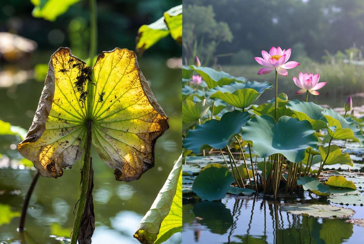 Common lotus plant problems and solutions for yellow leaves and pests