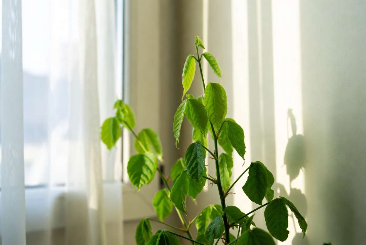 Mimosa plant care - proper bright indirect light on windowsill