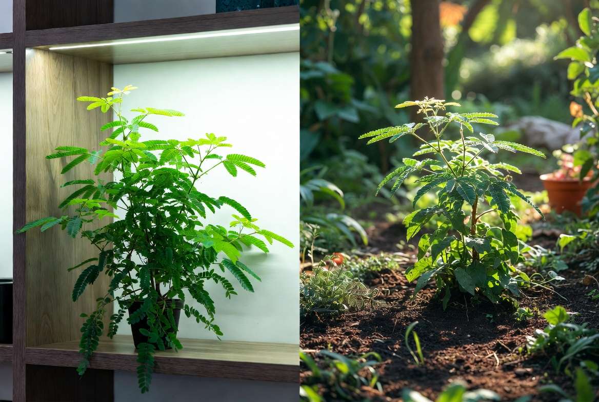 Growing Mimosa plant indoors versus outdoors comparison