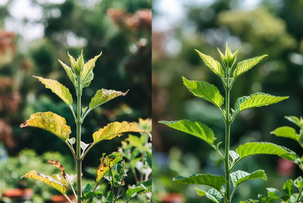 Plant recovery after successful treatment of small red bugs infestation