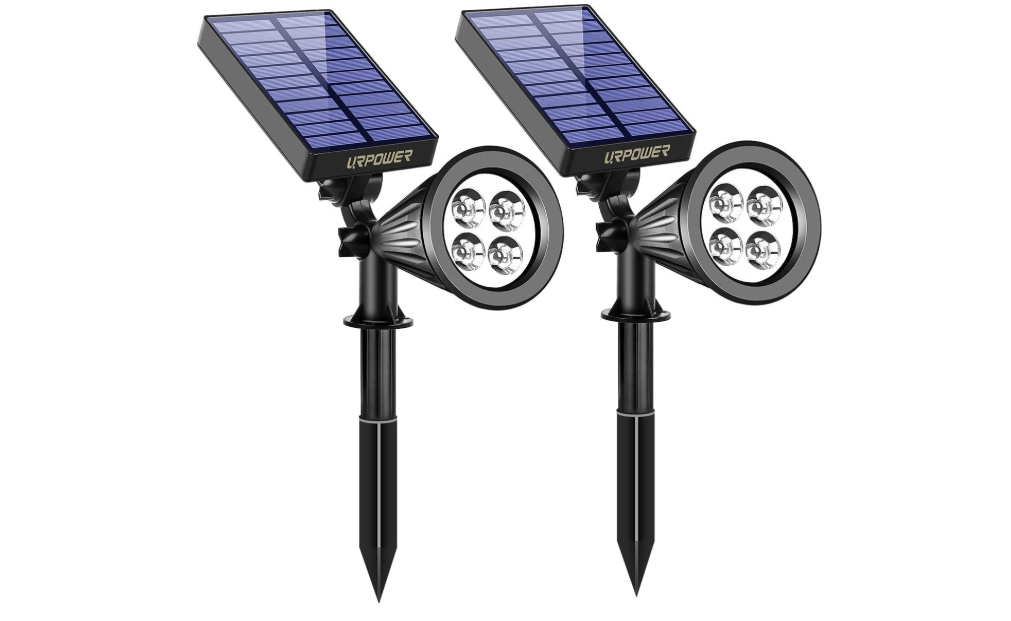 URPOWER Solar Lights Outdoor, 2-in-1 Solar Spot Lights Waterproof with 2 Lighting Modes, Adjustable Solar Powered Spotlights Auto On/Off Landscape Light