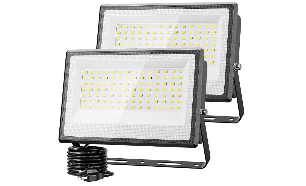 Olafus 2 Pack 130W LED Flood Light Outdoor, 13000lm LED Work Light with Plug, IP66 Waterproof Exterior Security Lights, 6500K Daylight White Outside