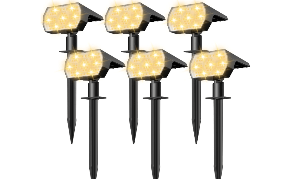 NYMPHY Solar Lights Outdoor Waterproof IP68, 56 LED 3 Lighting Modes Solar Powered Garden Yard Spot Solar Lights for Christmas Outside Landscape- 6 Pack