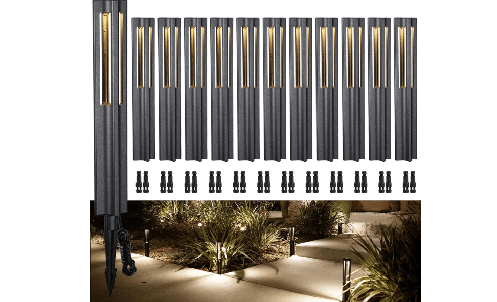 LEONLITE 12-Pack 3W LED Low Voltage Path Lights Aluminum 3000K Black | Landscape Pathway Lights, Outdoor Landscape Lighting for Driveway, Garden, 12-24V.