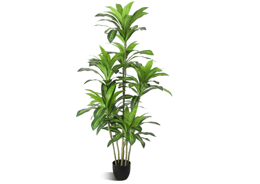 Waoops Artificial Plants 6Ft Dracaena Fragrans Faux Trees with 8 Heads Fake Tree for Home Decor Indoor or Outdoor Office Decoration Housewarming Gift