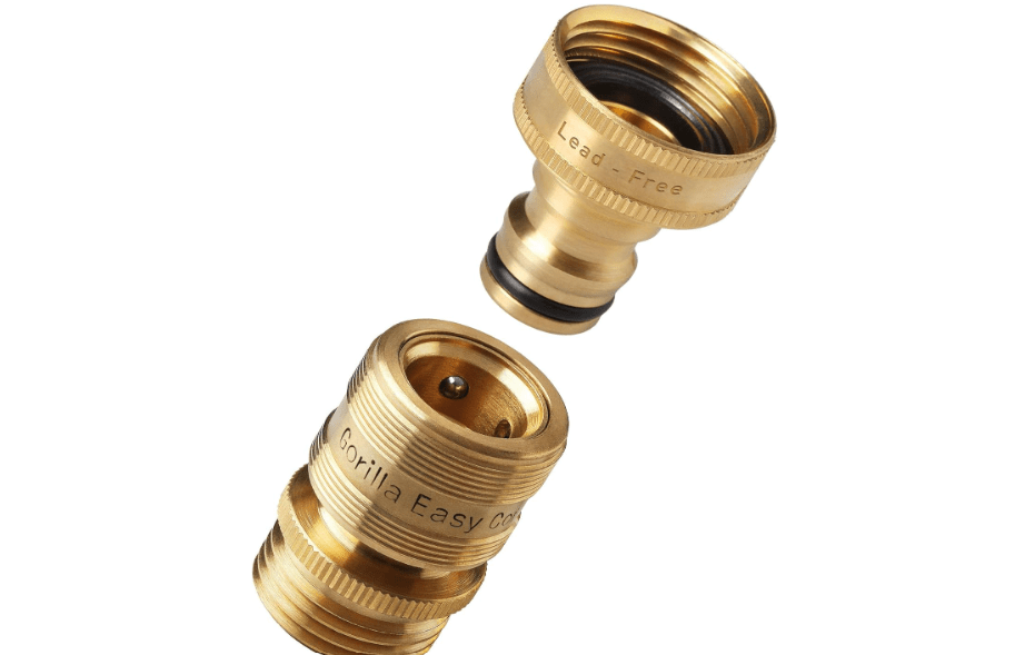 
GORILLA EASY CONNECT Low Lead Locking Garden Hose Quick Connect Fittings ¾ Inch GHT Solid Brass Leak Proof to 200 PSI Heavy Duty