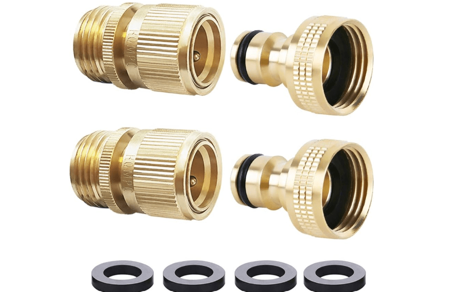 
HQMPC Garden Hose Quick Connect Solid Brass Quick Connector Garden Hose Fitting Water Hose Connectors 3/4 inch GHT