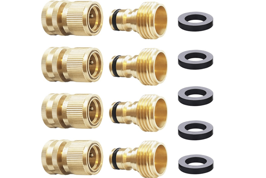 
HQMPC Garden Hose Quick Connect Solid Brass Hose Quick Fitting Easy For Garden Watering No-Leak 3/4 inch GHT