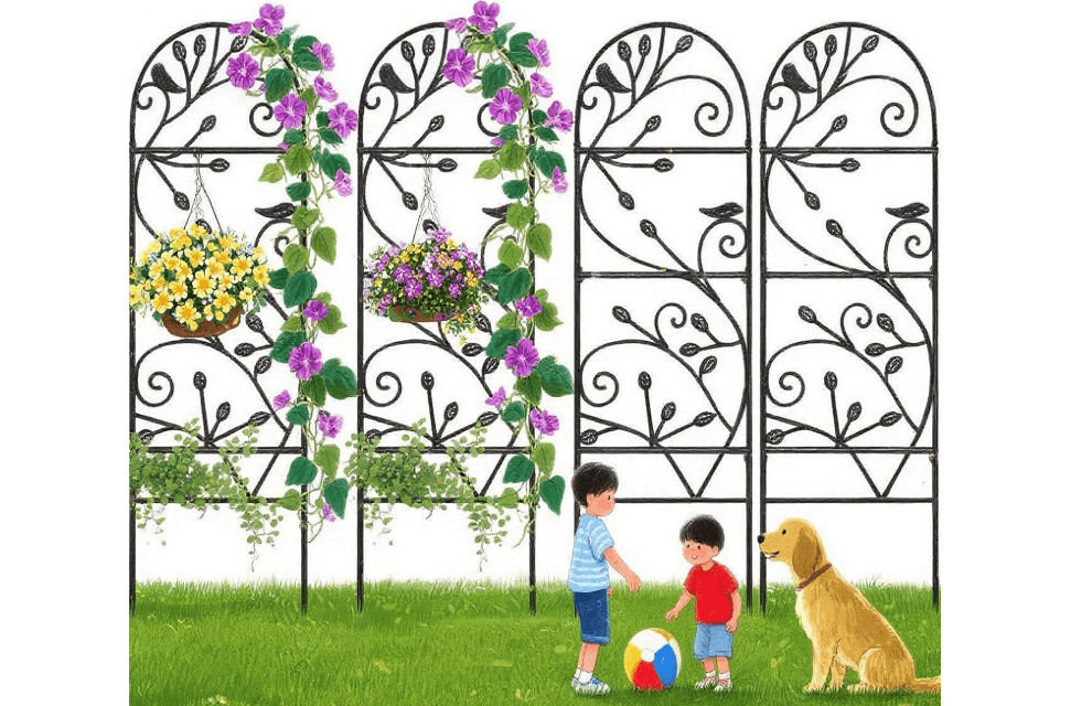 Amagabeli 4 Pack Garden Trellis for Climbing Plants Outdoor 46" x 15" Rose Wrought Iron Trellis for Vine Vegetable Flower Ivy Cucumber