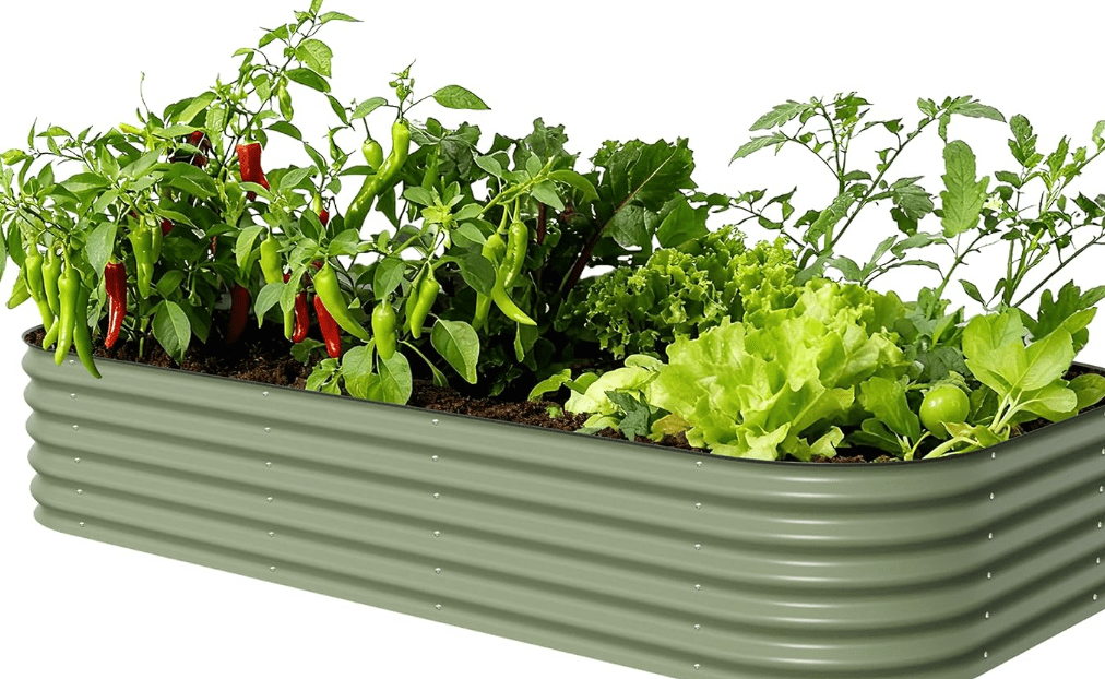 Vego garden Raised Garden Bed Kit, 17" Tall 10 in 1 Jumbo Modular Metal Raised Garden Beds, Metal Planter Box for Vegetables, Flowers, Herbs, Olive Green