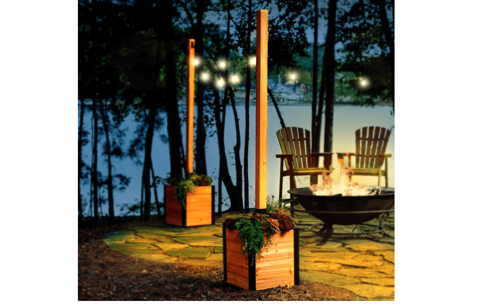 8.5ft H (1 Post w/Planter Box) Freestanding Zippity Concord String Light Post for Outdoor Hanging Lights, Outdoor Lamp Poles for Balcony Illumination, Patio