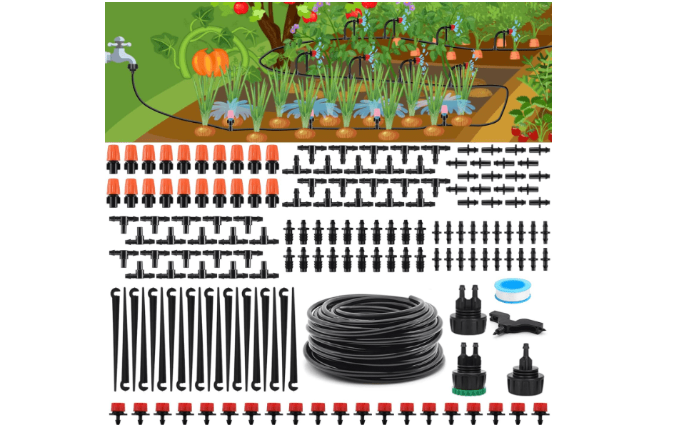 Flantor Drip Irrigation Kit, Drip Irrigation System for Garden with 1/4" Irrigation Tubing DIY Saving Water Automatic Watering System for Garden