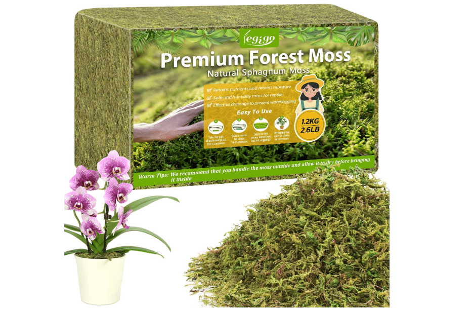 Legigo 2.6LBS Sphagnum Moss for Plants, 50QT Natural Orchid Moss Potting Mix Dried, Green Forest Plant Moss for Orchid Repotting Carnivorous Succulents