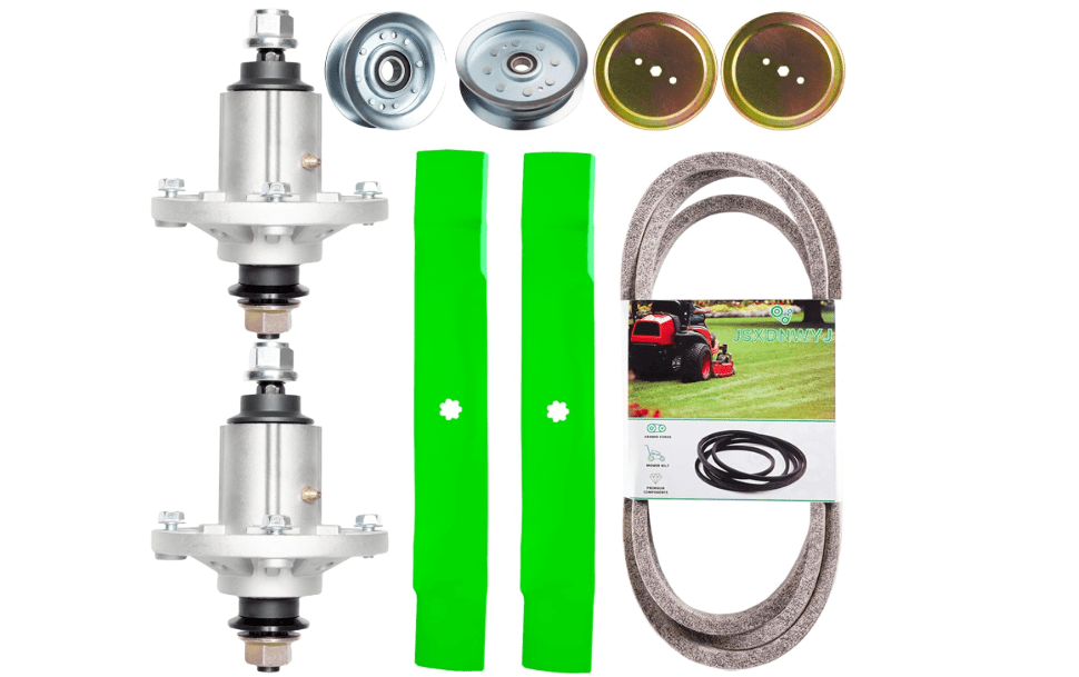 
42 Inch Mower Deck Rebuild Kit for John Deere D100 D105 D110 D130 LA100 LA105 LA110 LA115 LA120 LA125 LA135 Parts Spindle GY21098 Blade GY20850 Idler Pulley