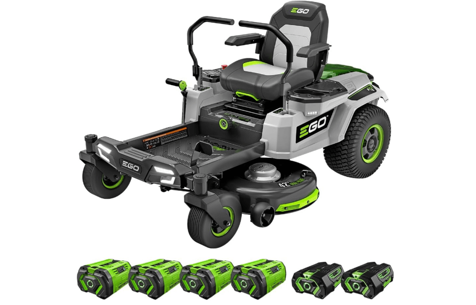 EGO ZT4204L 56-Volt 42-Inch Z6 Zero Turn Riding Mower with Peak Power Technology, (4) 10.0Ah Battery, 1600W Charger Included Plus Extra (2) BA2800T 5.0A