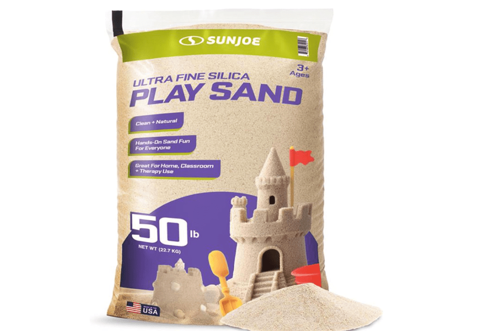  Sun Joe Silica Play Sand for Sandbox, Ultra Fine, PLYSAND50 | 50 Lb Bag - Sensory Table & Gardens, Indoor & Outdoor Craft Accessory