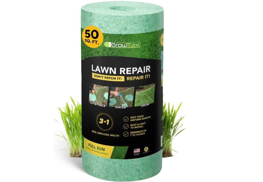 
Growtrax Biodegradable Grass Seed Mat - 50 Sq Ft Bermuda Rye | Grass Seed and Fertilizer for Lawns, Dog Patches & Shade, Just Water and Grow, No