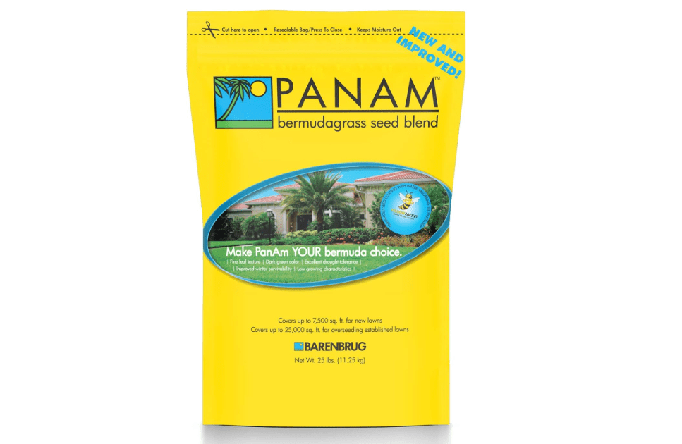 
PanAm Bermudagrass Lawn Seed Blend with Yellow Jacket Seed Coating, Fast-Acting Durable Grass Seed Mix for Sunny Areas and Humid Climates