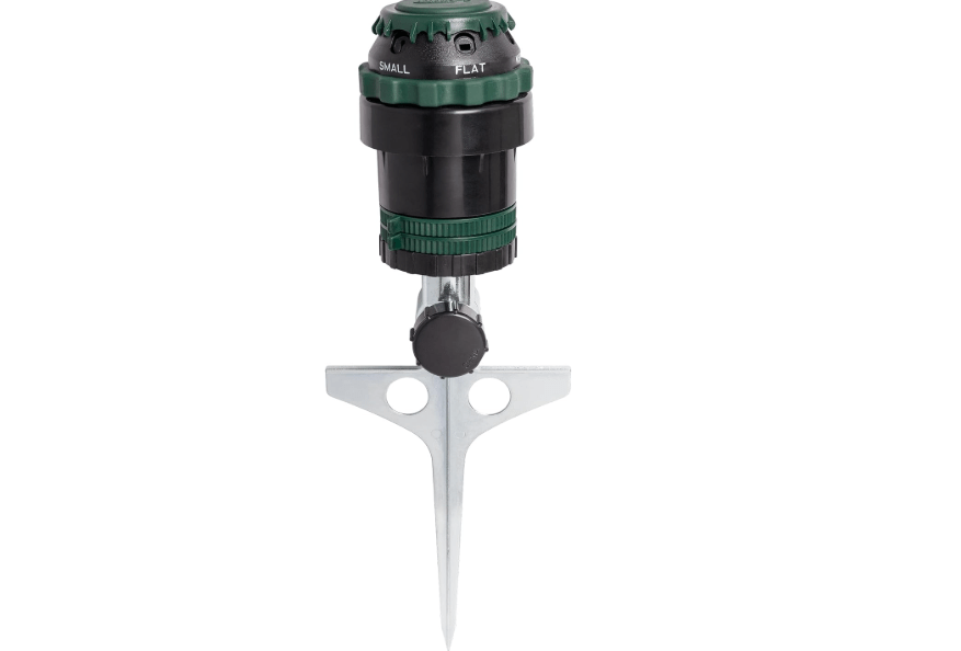 
Orbit H2O-Six Gear-Drive Sprinkler on Metal T-Spike - Customizable Lawn Watering Coverage - Multi-Pattern Rotating Head with Adjustable Spray Rang