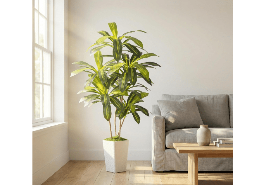 
6ft Artificial Dracaena Tree, Realistic Faux Dragon Tree in Pot, 72 Inch Large Fake Silk Tree for Indoor Home Office Decor, Modern Floor Plant for Corner,