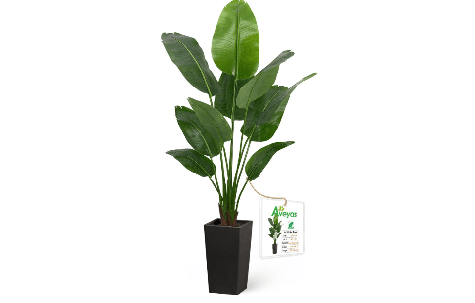 
Aveyas 6ft Artificial Bird of Paradise Tree for Home Decor, 6 ft Faux Floor Plant Fake Silk Banana Leaf Tropical Trees with Pot for Indoor Outdoor House