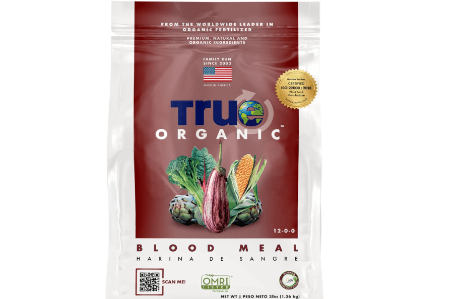 True Organic Blood Meal – High-Nitrogen Organic Fertilizer for Rapid Vegetative Growth – 3lb Bag Covers 104 Sq. Ft.
